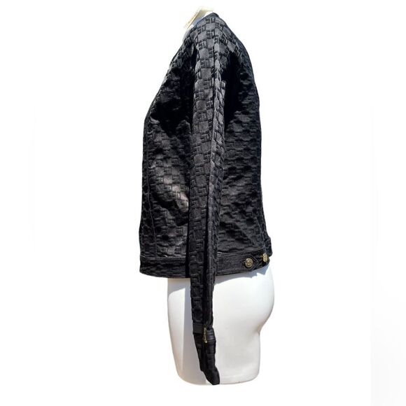 St John Sport Black Logo Trucker Style Jacket Gold Tone Buttons New Size Small - Picture 3 of 11